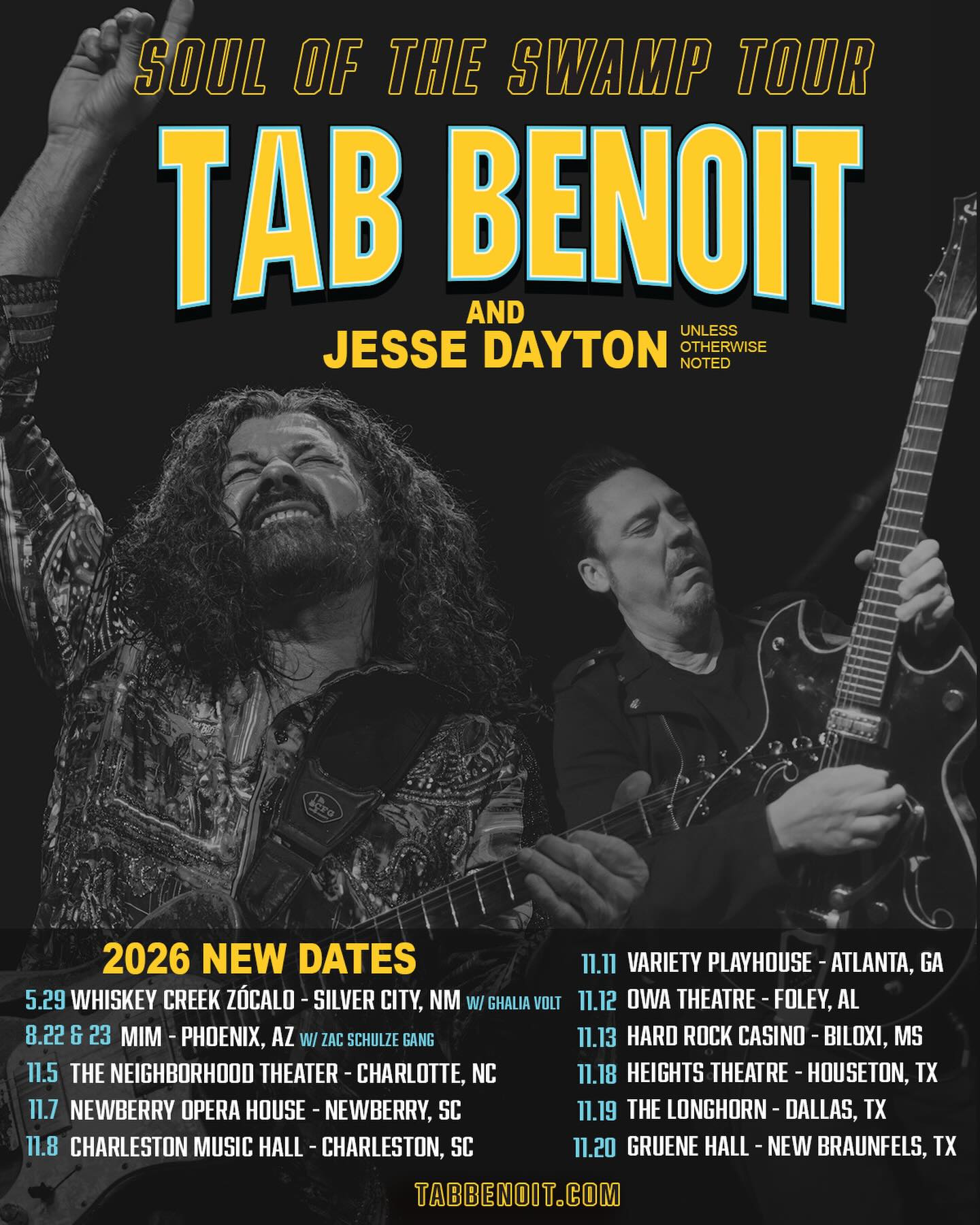 Tab Benoit Soul of the Swamp Tour Poster 2026